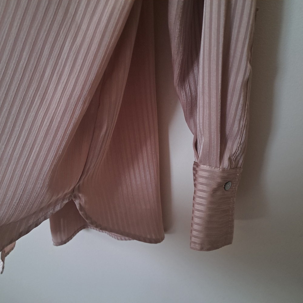 Zara Women's Soft Pink Tone On Tone Pinstripe Blouse - Picture 5 of 9